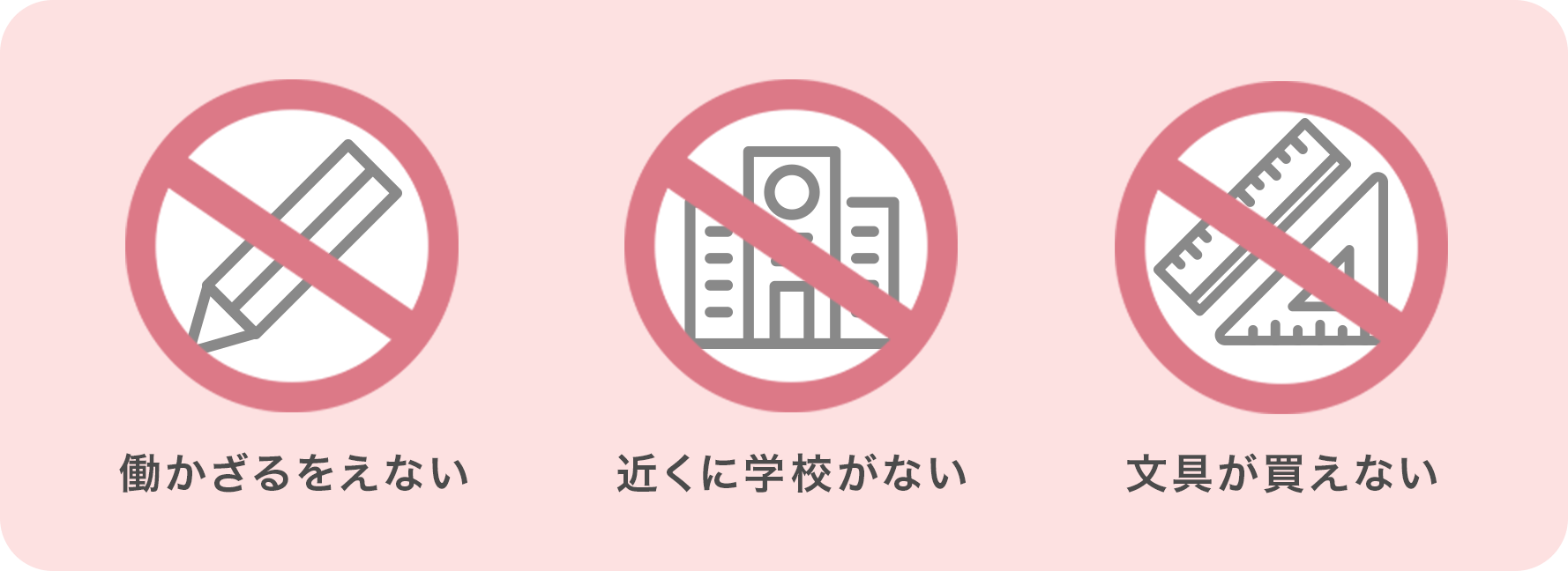 働かざるを得ない・近くに学校がない・文具を買えない